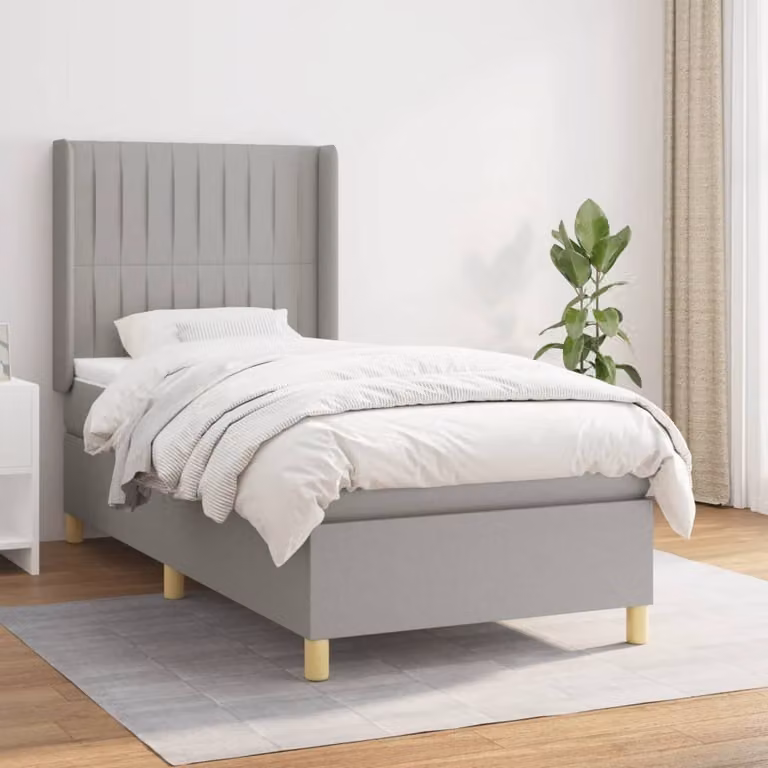Maison Exclusive - Giroletto a Molle con Materasso Grigio Chiaro100x200 cm Tessuto