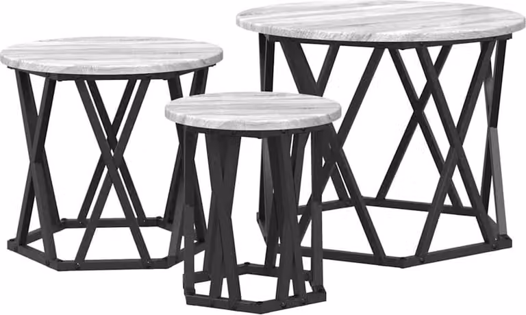 Tavolo Laterale Nesting 3 pcs Grigio Sonoma