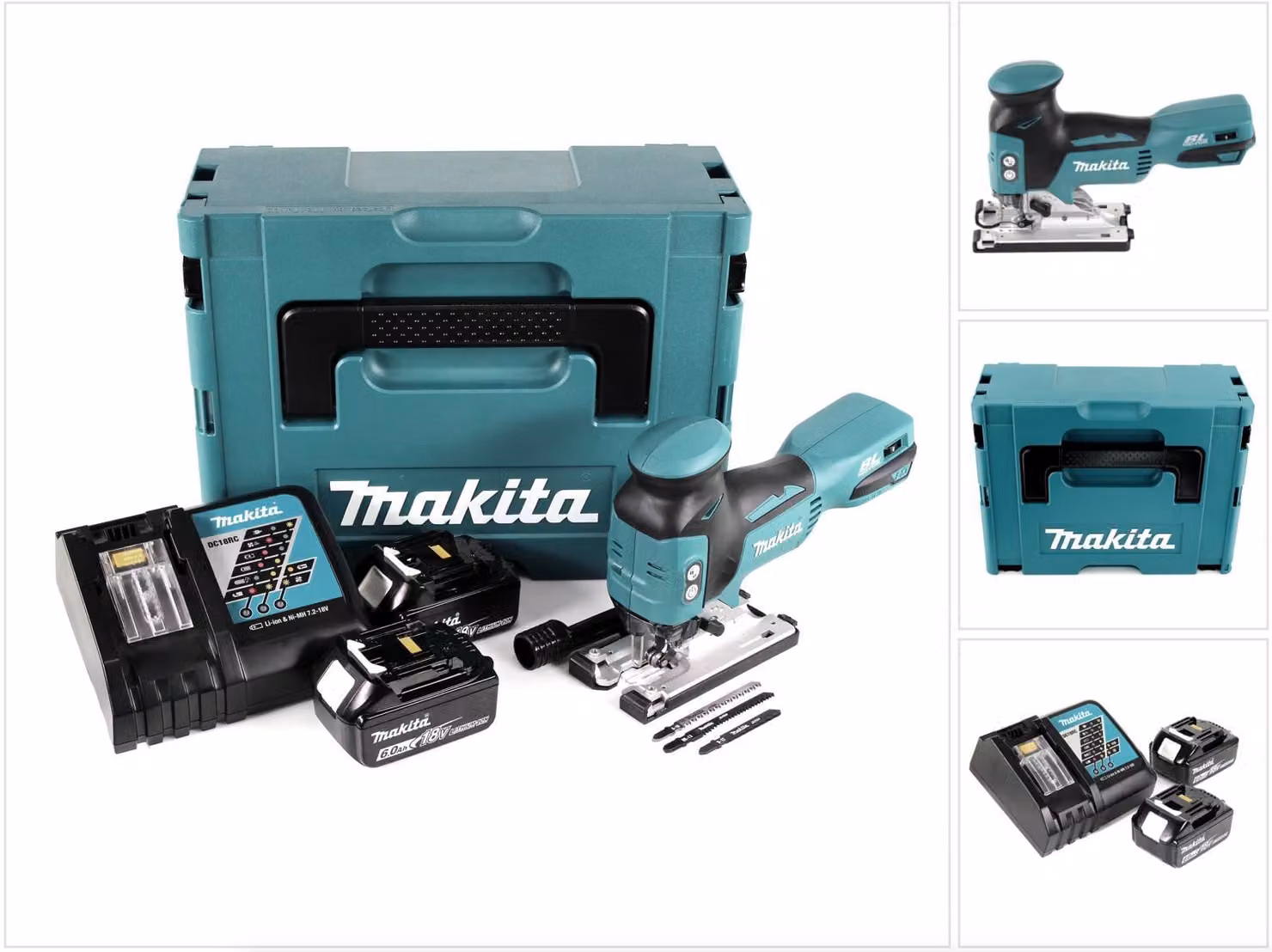 Makita DJV 181 RGJ Seghetto alternativo a batteria 18 V Brushless + 2x batteria 6,0 Ah + caricabatterie + Makpac