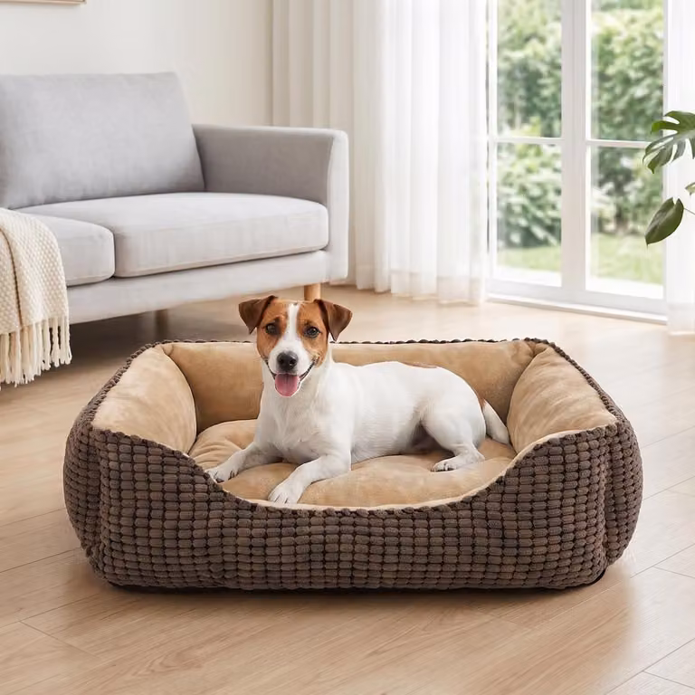 Cuccia per cani, lavabile, colore marrone, dimensioni 63x53x20 cm