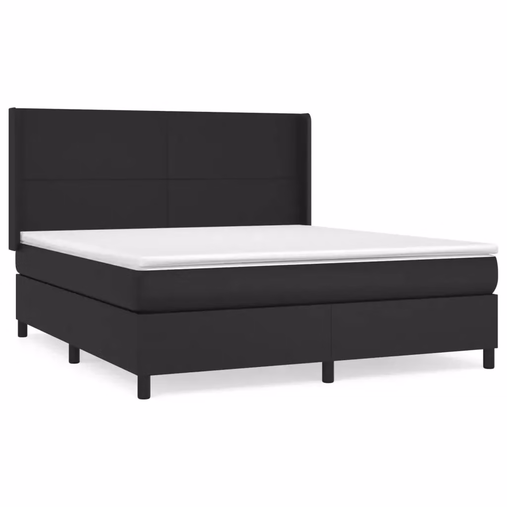 vidaXL Giroletto a Molle con Materasso in Similpelle Nero L/P: 160 x 200 cm – 2