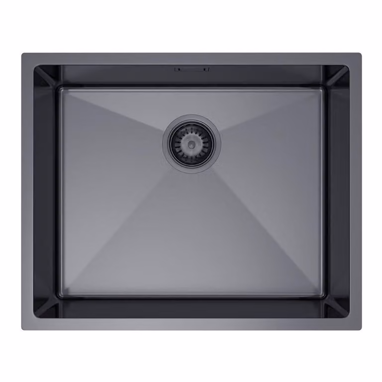 VBChome Lavello da incasso 54x44 cm in acciaio inossidabile color grafite Lavello da cucina Lavello da incasso a vasca singola senza sgocciolatoio Profondità 21 cm Lavello da 60 cm in su Mobile base