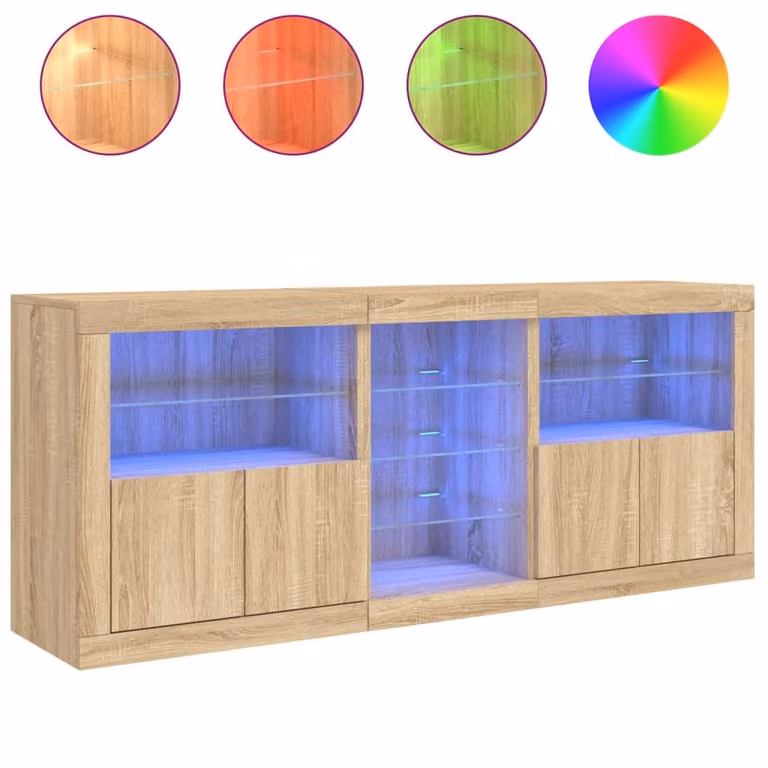 Credenza con Luci LED Rovere Sonoma 181,5x37x67 cm