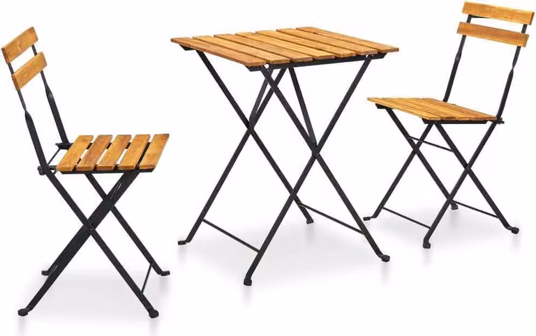 Set da Bistrot 3 pz Pieghevole in Legno Massello di Acacia