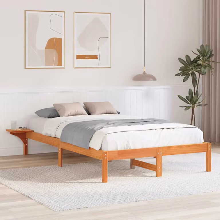 Struttura del letto moderna vidaXL in pino massello marrone cerato L 120 x P 200 cm