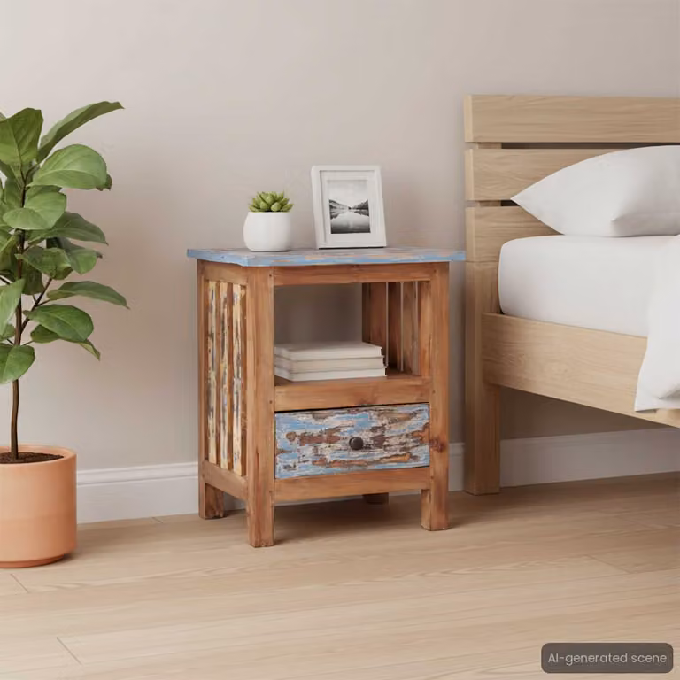 Comodino moderno vidaXL in legno massello di mogano color marrone L: 41 cm, P: 30 cm, H: 50 cm