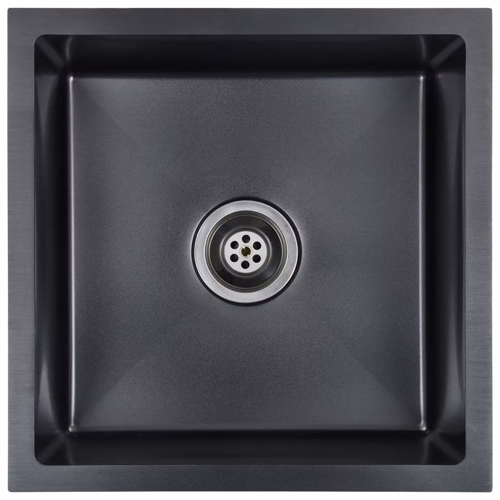 Lavello da Cucina Lavorato a Mano Nero in Acciaio Inox