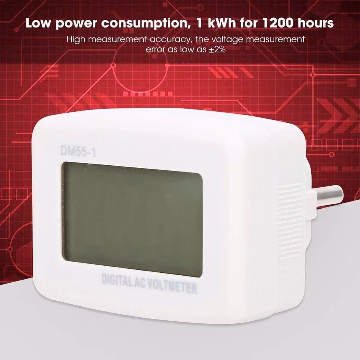 Misuratore elettronico di corrente alternata ad alta precisione per elettrodomestici con spina UE, 230 V, 50 Hz - DM55-1-EU