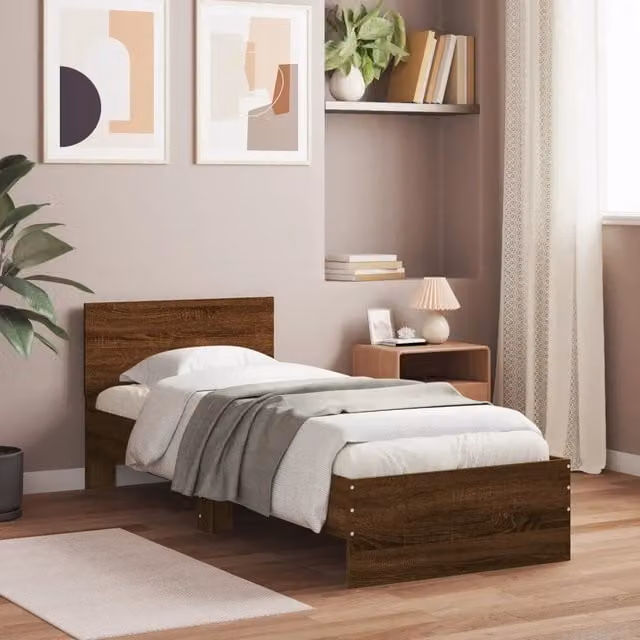 Letto con testiera in rovere marrone vidaXL L/P/H: 190 x 90 x 95 cm – 1