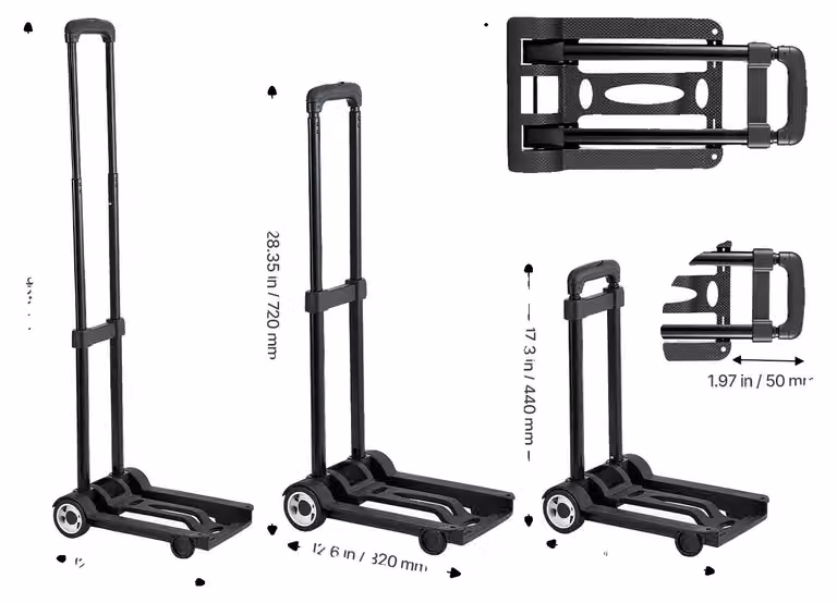 Carrello manuale, design salvaspazio, elevata capacità di carico, 110 lbs, 110 lbs