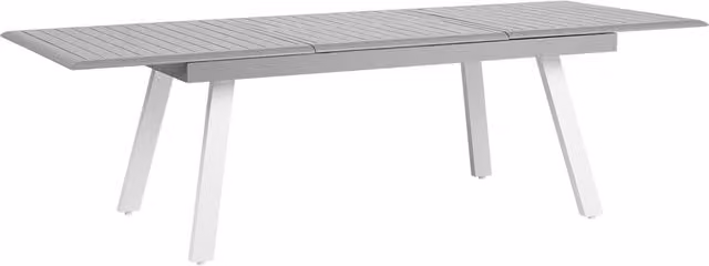 Tavolo da pranzo rettangolare allungabile Beliani in alluminio verniciato a polvere grigio e bianco resistente ai raggi UV – 1