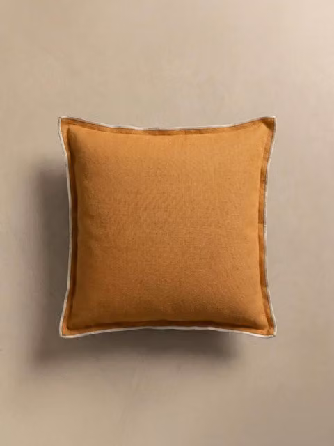 Cuscino quadrato Pure in lino Kenay Home, colori beige, marrone e arancione, 45 x 45 cm