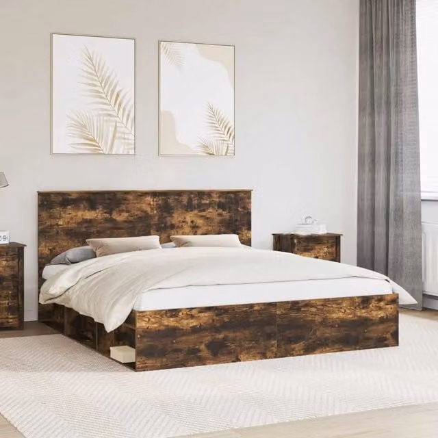 Struttura del letto Rovere Fumo 180 x 200 cm Pino massello 3410978