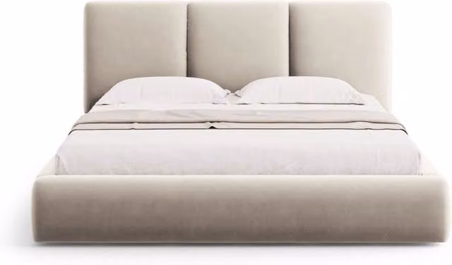 Letto con cassettone e testiera Nicolas Cosmopolitan Design in velluto beige chiaro L: 160 cm, P: 200 cm