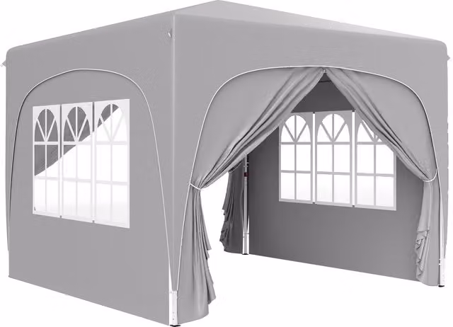Gazebo da giardino pieghevole Outsunny con altezza regolabile e protezione UPF50+, Grigio Chiaro, 3x3 m
