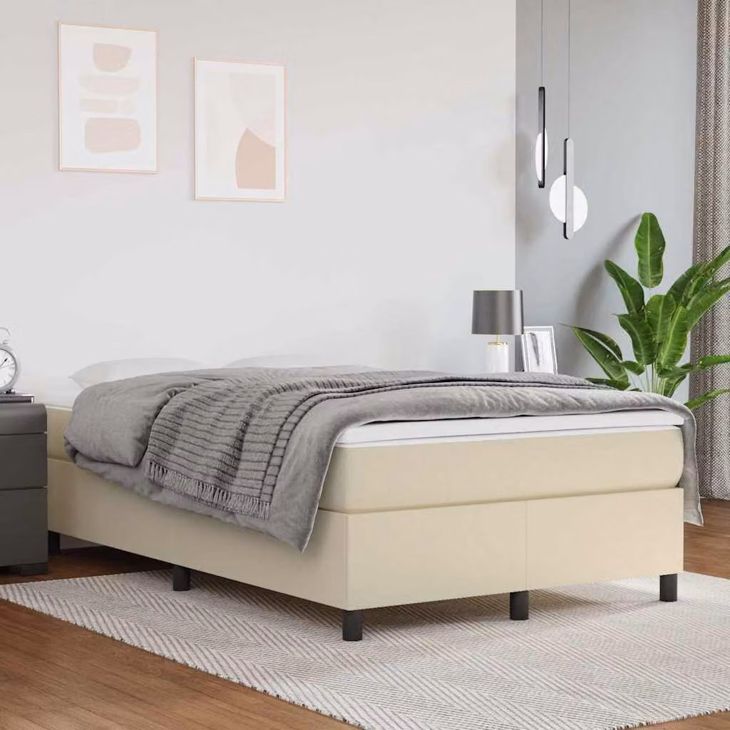 vidaXL Letto Ibrido con Giroletto a Molle e Materasso in Similpelle Beige e Bianco L/P: 120 x 200 cm