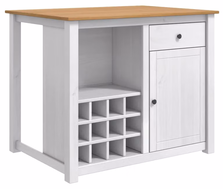 Carrello da Cucina PANAMA 2 pcs Bianco e Cera di Miele