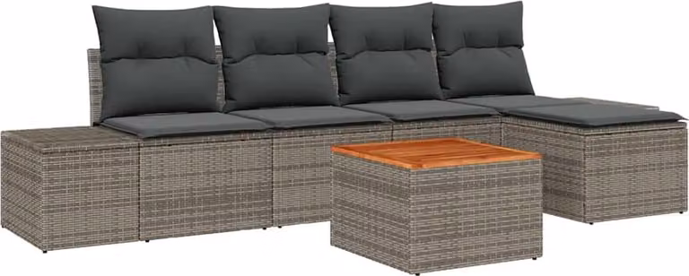 Set Divano da Giardino 6 pcs Grigio polyrattan