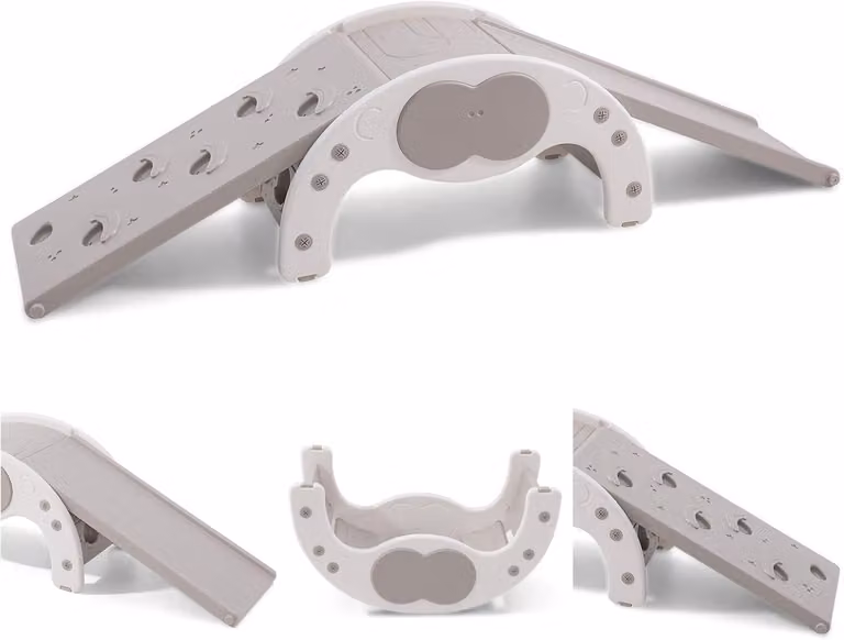 Struttura da arrampicata per interni, con 2 pannelli da arrampicata a doppia faccia, scivolo multifunzione 3-in-1, colore grigio, ideale per la cameretta dei bambini