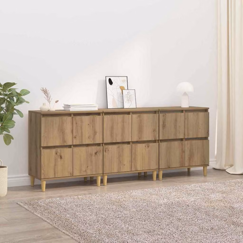 Set di 3 Sideboard vidaXL in stile moderno, colore Rovere, L 60 cm x P 35 cm x H 70 cm