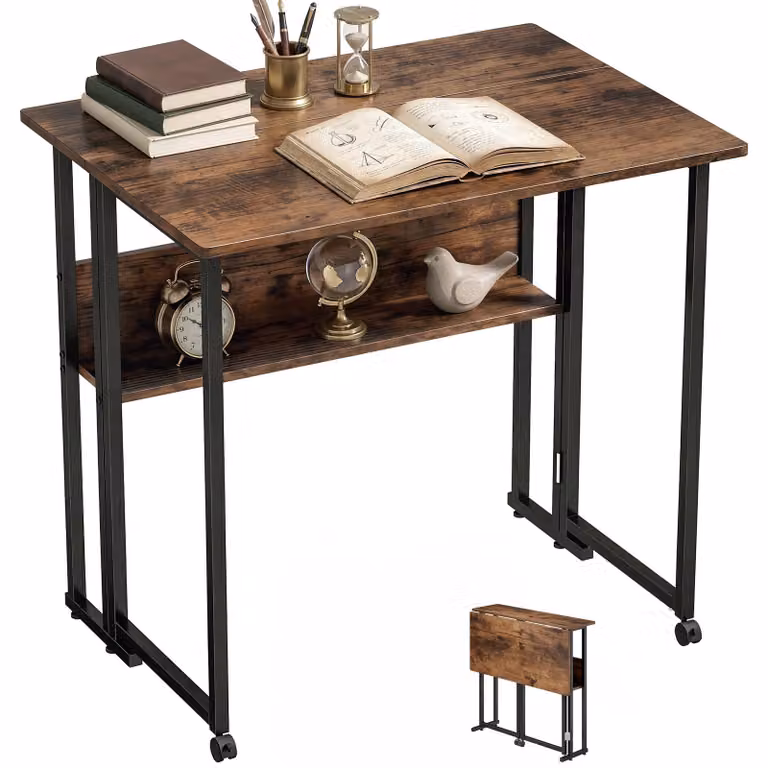 HOMCOM Scrivania da 80 cm pieghevole con ripiano, ideale per l'ufficio in casa
