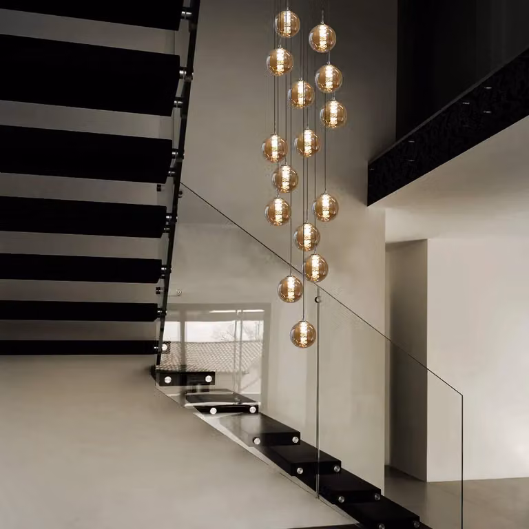 Lampadario a sospensione ZMH, 15 luci, color ambra, altezza regolabile, ideale per soggiorno, sala da pranzo, camera da letto, cucina, corridoio. Lampadario a sospensione in vetro