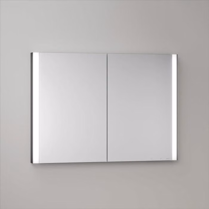 Mobiletti specchio a incasso Keuco Royal Metis LED, dimensioni 100 x 71 cm, 2 ante con riscaldamento a specchio, modello francese