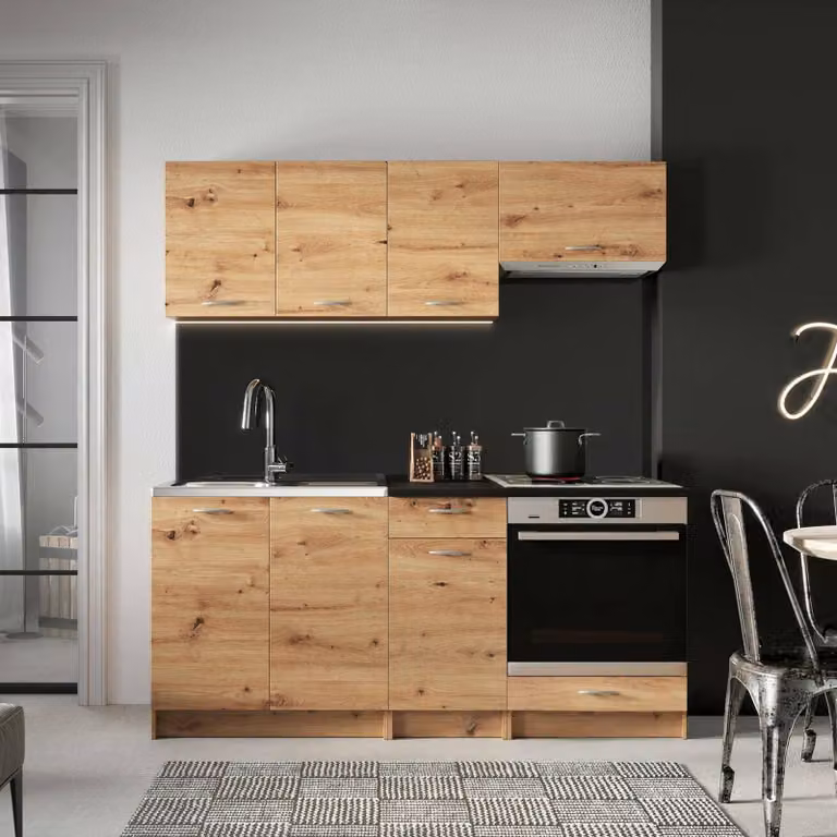 Teano - Cucina, Marrone Rovere Nodi, Modulabile, Elettrodomestici non inclusi