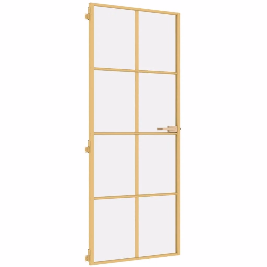 Porta Interni Sottile Oro 83x201,5cm Vetro Temperato Alluminio