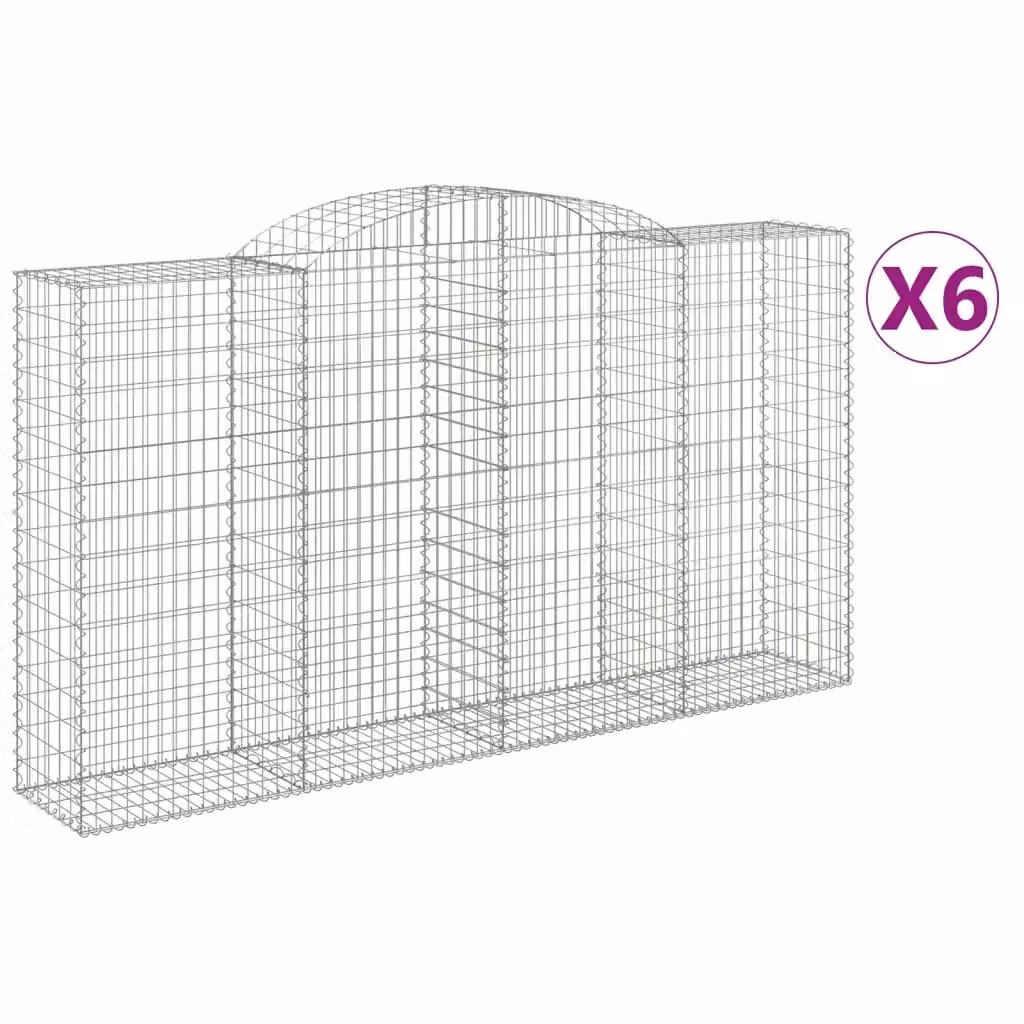 Set di 6 Cesti Gabbioni ad Arco vidaXL in Acciaio Zincato Argento L: 300 cm, P: 50 cm, H: 160/180 cm – 2