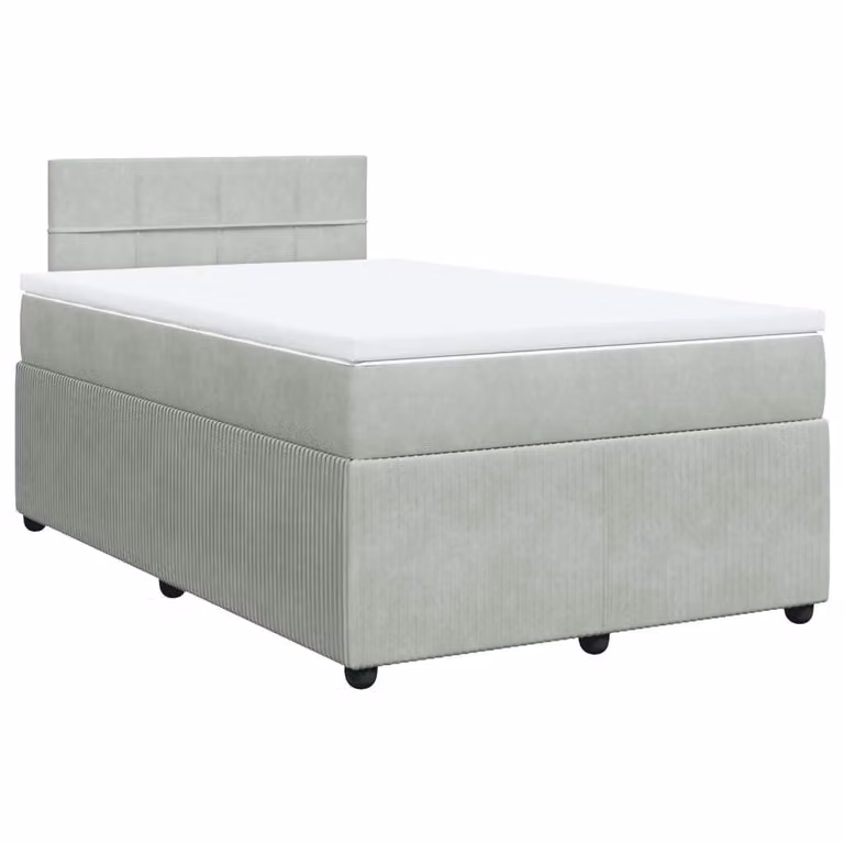 Giroletto a Molle con Materasso Grigio Chiaro 120x190cm Velluto