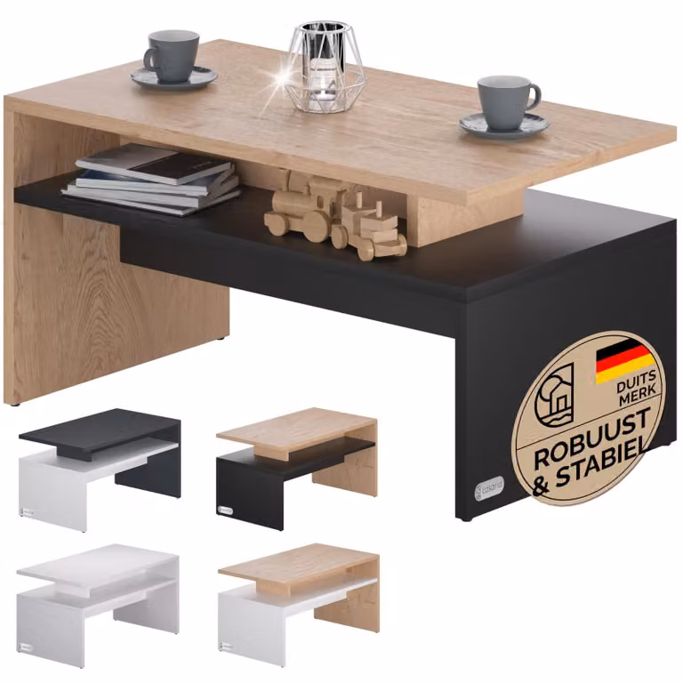 Tavolino da salotto - Porta TV - 95 x 55 x 50 cm - Con vano di stoccaggio - Antracite