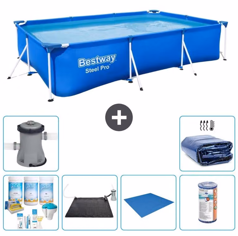 Bestway Steel Pro, piscina rettangolare - 300x201x66 cm - 7 pezzi - Modello S21554