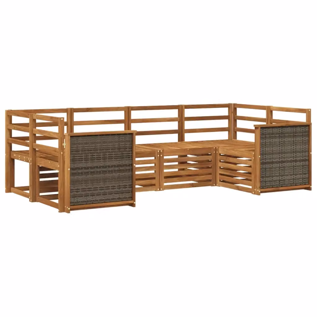 Set di divani da esterno a L vidaXL in legno di acacia massello marrone con cuscini inclusi – 2