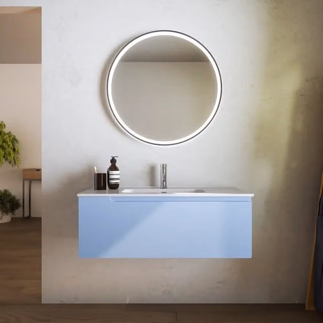Mobile bagno sospeso 100 cm un cassetto carta da zucchero con lavabo | Ardenne