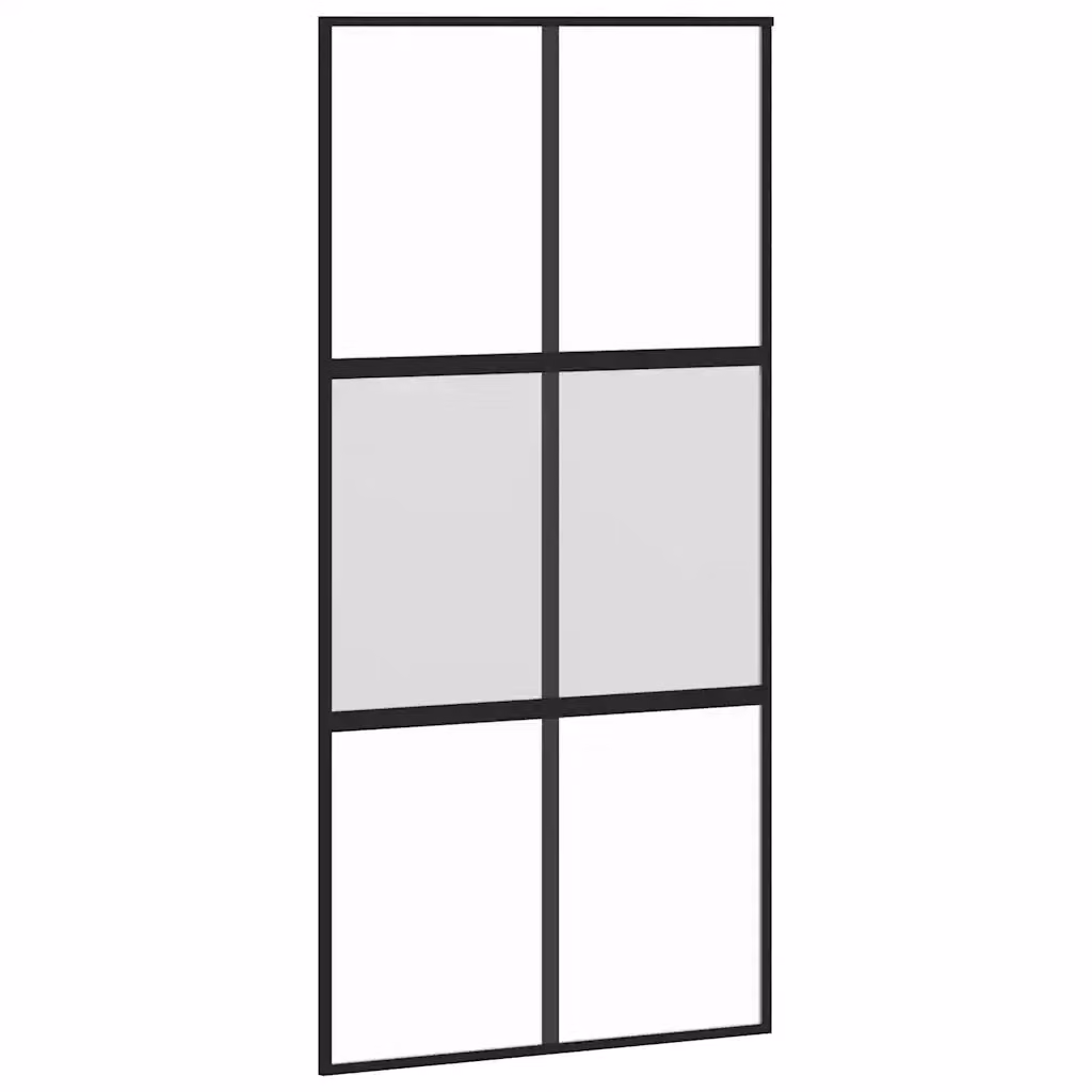 Porta Scorrevole vidaXL in Vetro Trasparente e Alluminio Nero L: 102,5 cm, H: 205 cm – 2