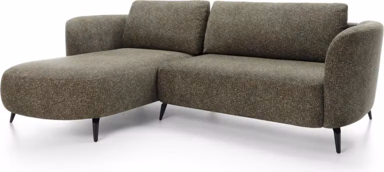 FURNLUX Divano angolare Amalfi Verde Muschio e Nero 260cm / Colore principale: Verde / Dimensioni: 260 x 86 x 180 cm