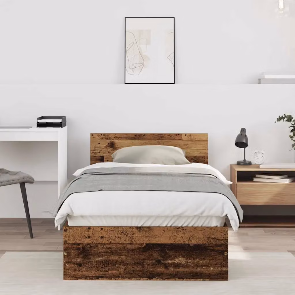 Struttura letto con testata vidaXL in legno color marrone L: 75 cm, P: 190 cm, H: 80 cm