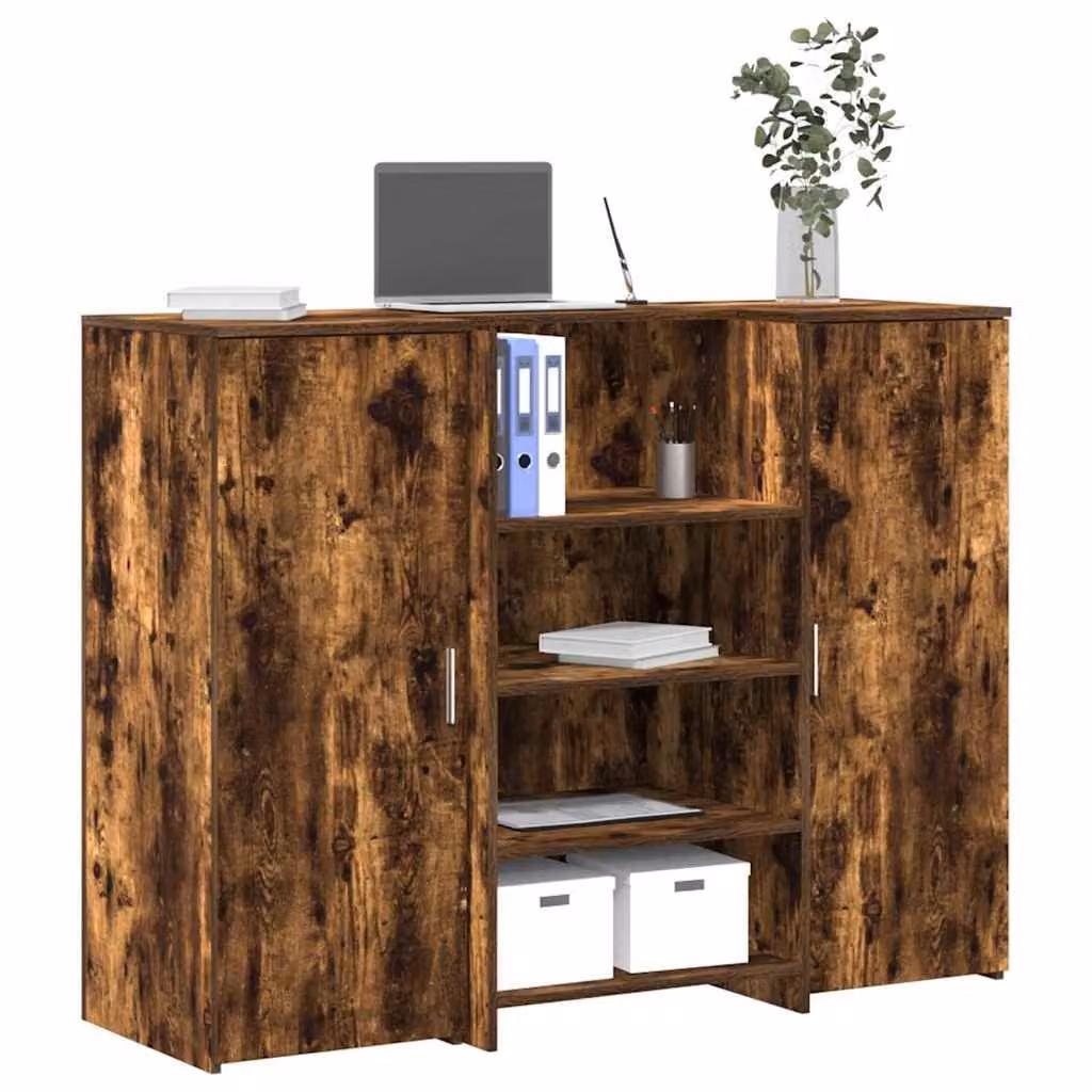 vidaXL Banco Reception in Legno Multistrato Rovere Fumo, L 135 x P 50 x H 103,5 cm