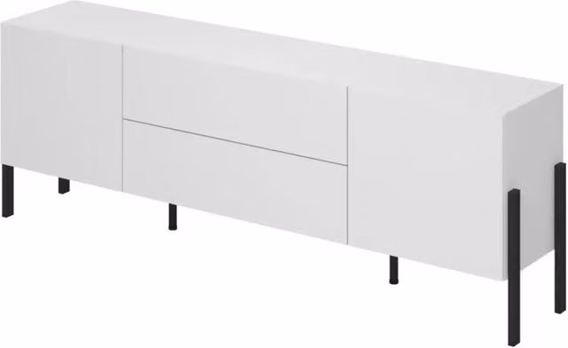 Mobile TV SALMA – 2 porte & 2 cassetti Push-to-Open – Bianco super opaco & nero opaco