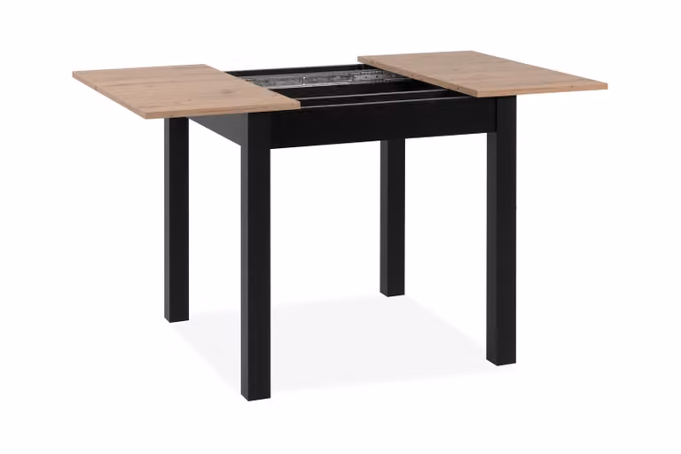 Tavolo da pranzo allungabile 120 cm, rovere Artisan / nero - 80/120 x 76,5 x 80 cm (L x H x P)