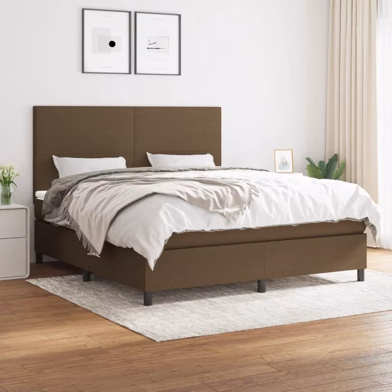 Maison Exclusive - Letto boxspring con materasso, marrone scuro, 180x200 cm, rivestimento in tessuto