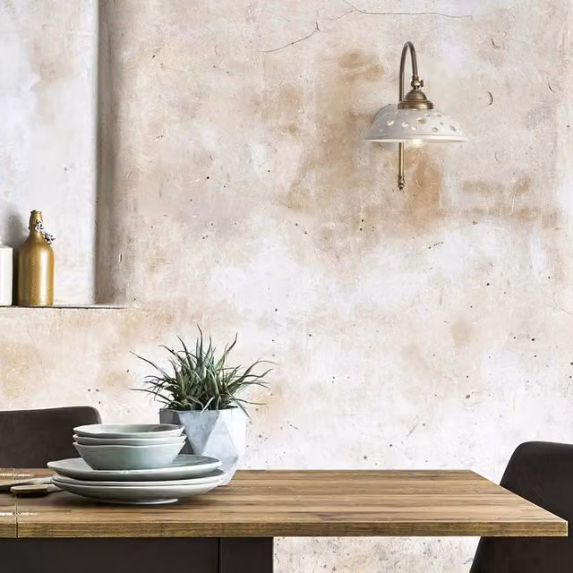 Applique Contemporanea Ceramiche Borso in Ceramica Bianca e Ottone con Braccio Regolabile – 1