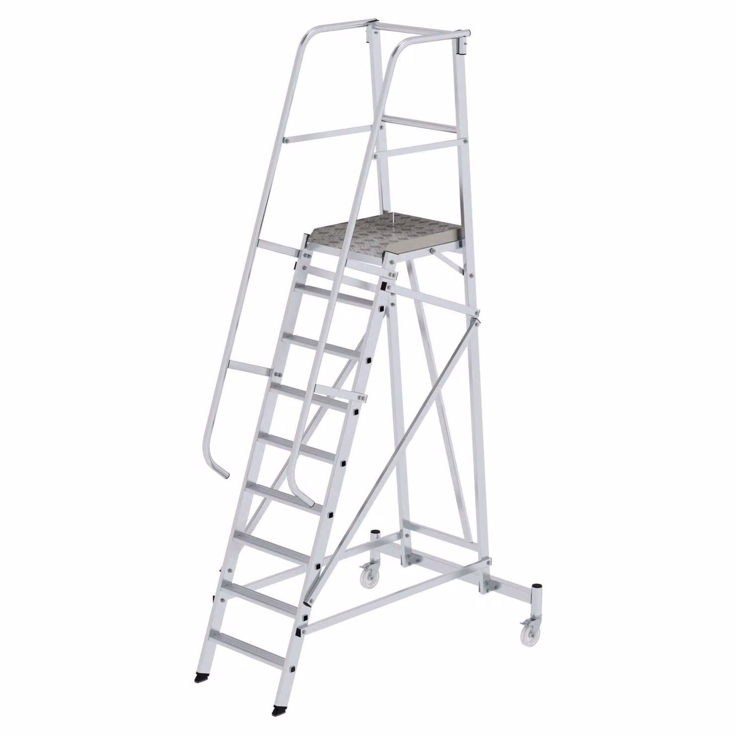 Scala a piattaforma mobile in alluminio, 9 gradini 52509