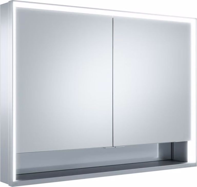 KEUCO Royal Lumos armoire de toilette murale 2 portes, porte courte, étagère ouverte, 1000mm, 14324171301, 14324171301