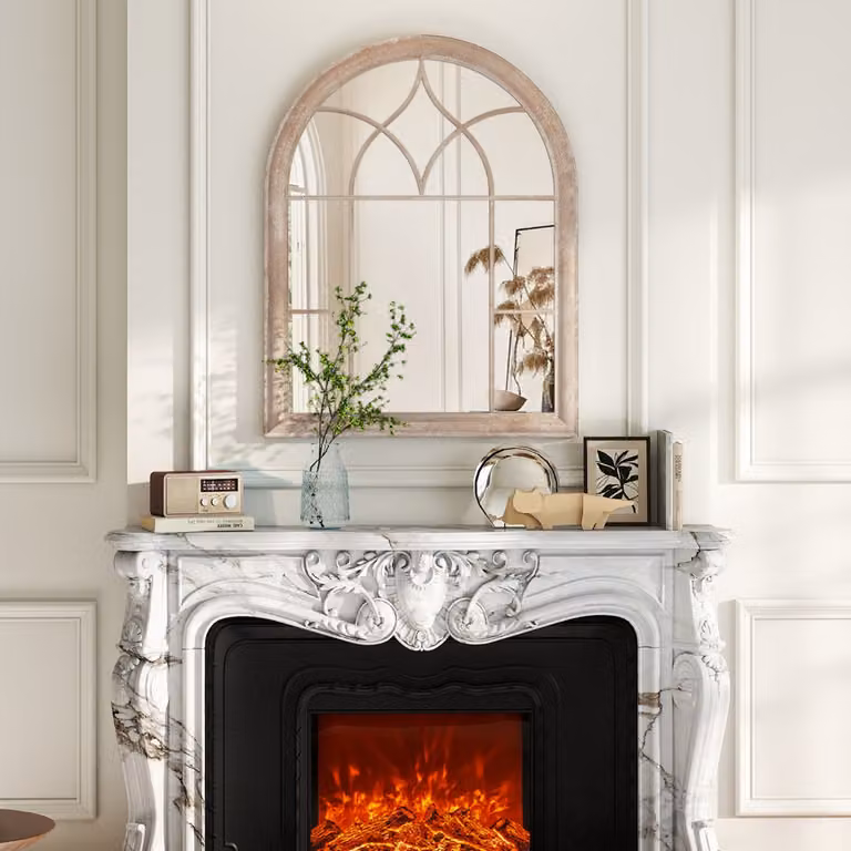 Specchio decorativo ad arco in stile rustico Costway da appendere a parete, disponibile in bianco o grigio