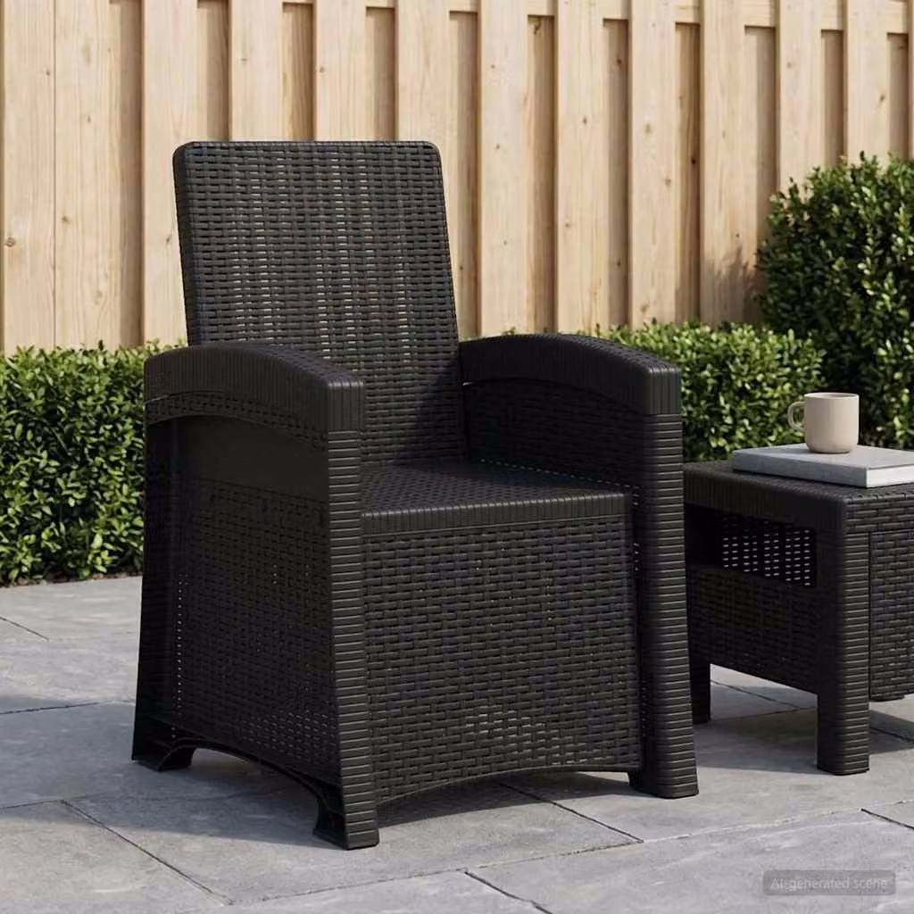 Sedia da giardino reclinabile vidaXL in effetto rattan color antracite con braccioli