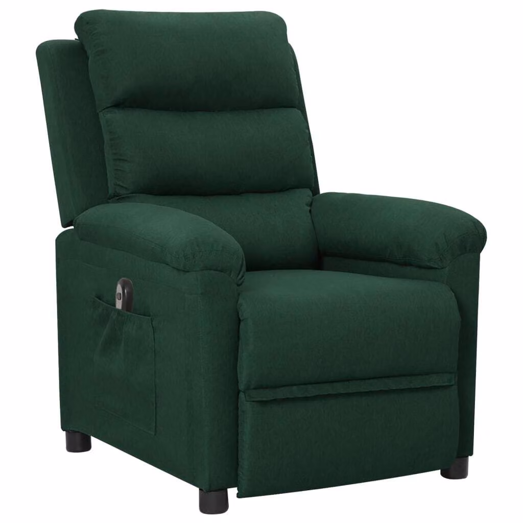 vidaXL Poltrona relax elettrica in tessuto verde scuro
