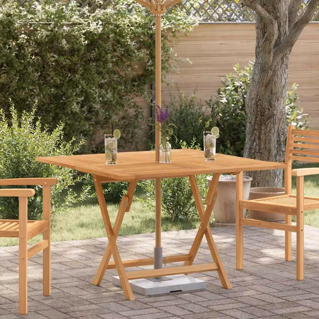 vidaXL Tavolo da Giardino Pieghevole Quadrato in Teak Grigio L: 110 cm, P: 110 cm, H: 75 cm