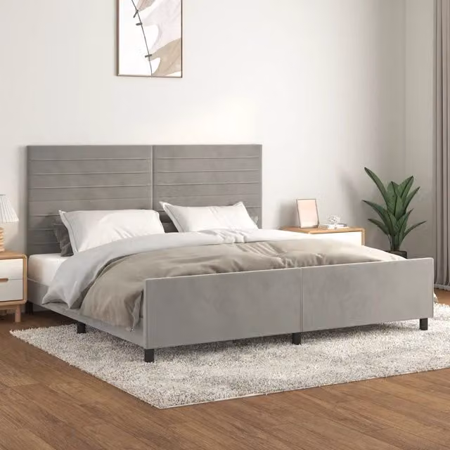 Giroletto senza Materasso-Struttura Letto Grigio Chiaro 200x200 cm Velluto 832077